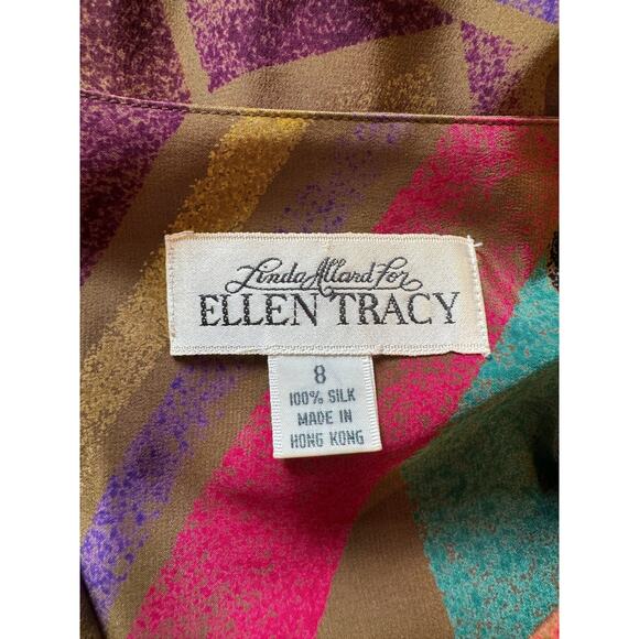 Ellen Tracy Multicolor Silk Dress, Women's Size 8 - Picture 2 of 7